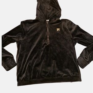 FILA Women’s Black Velour Half-Zip Hoodie Sweater